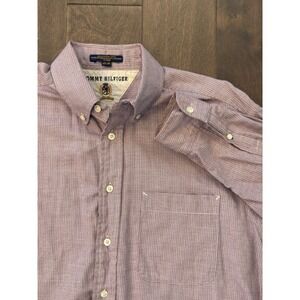 Tommy Hilfiger Men's Classic Fit Button Up Shirt Long Sleeve Red/Blue‎ Size 15.5